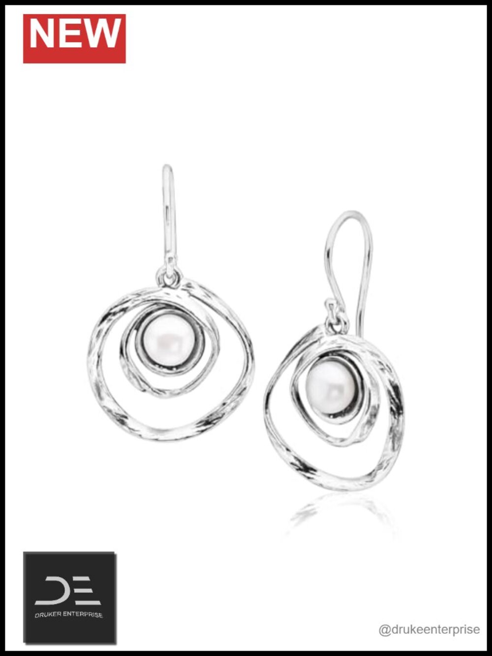 925 Sterling Silver Dangle Earrings with Freshwater Pearl - Hypoallergenic